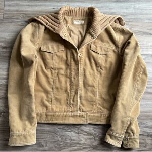 Vintage 90s J. Crew Tan Corduroy Jacket w/Knit Collar